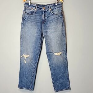 J. CREW Slouchy Boyfriend Jeans Blue Denim Cotton Distressed Grunge Comfy